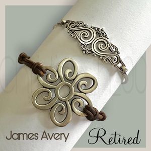 James Avery Flower Blossom leather knot & Sorrento filigree scroll bracelets